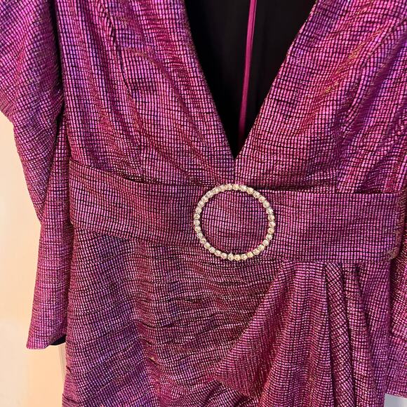 NWT PatBO Pink Metallic Drape Mini Dress Size 6/38 - Picture 4 of 10